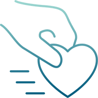 Honest answers hand giving heart icon