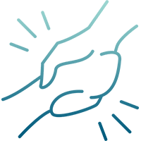 Personalized guidance hand grasping hand icon